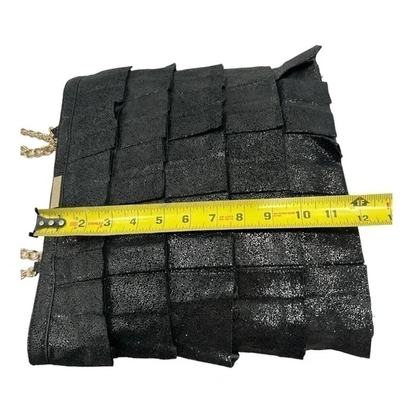 Kate Spade New York Metallic Priti Plisse Shoulder Bag MSRP $445 Black/Gold - Picture 9 of 16